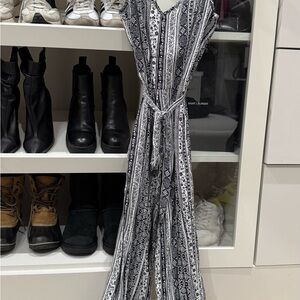 Forever 21 Black and White Patterned Jumpsuit
